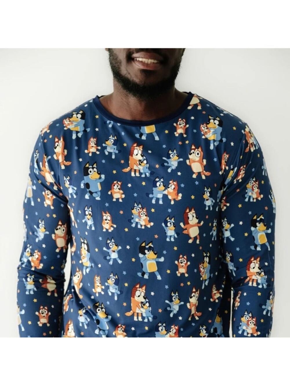 Little Sleepies Bluey Dance Mode Long Sleeve Bamboo Mens Top XXL Bingo Chili Dad